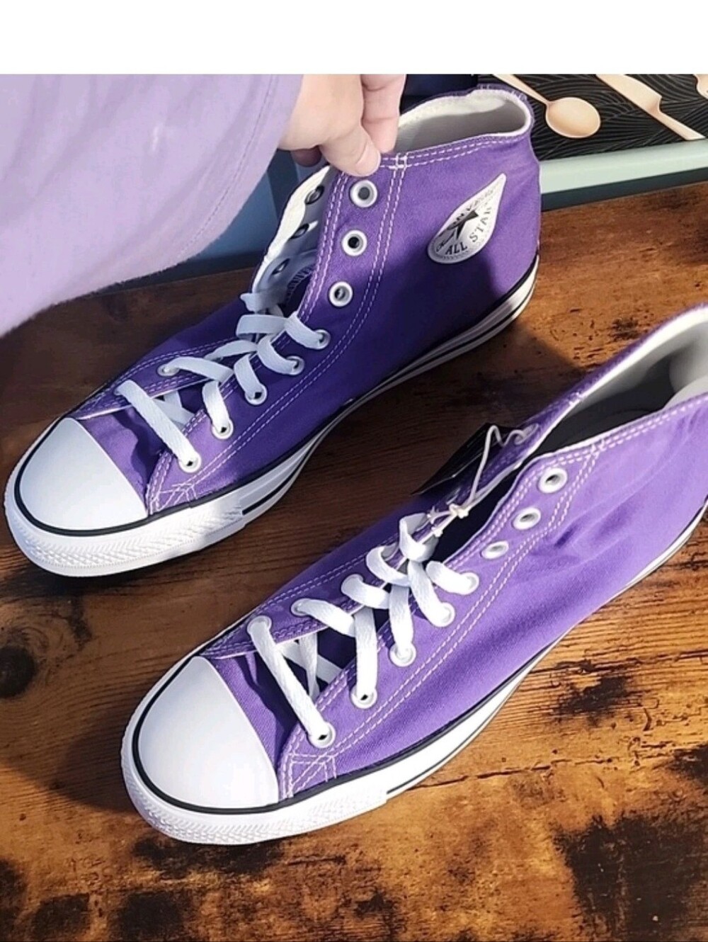 Converse Purple High Top Canvas Sneakers Size 10 In Men And Size 12 In Women. FP - Picture 5 of 8